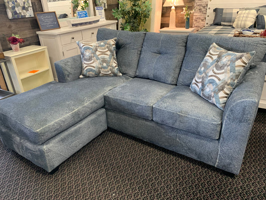 Jardon Blue Gray Extra Soft Reversible Chaise Sofa