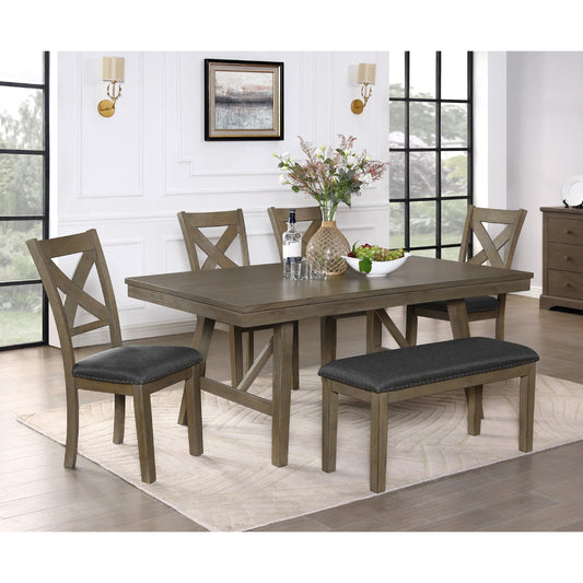 Amira Brown and Gray Farmhouse Dining Set