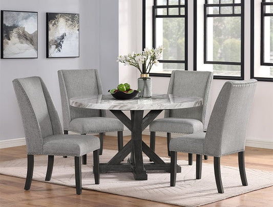 Vance Round Faux Marble Round Dining Set