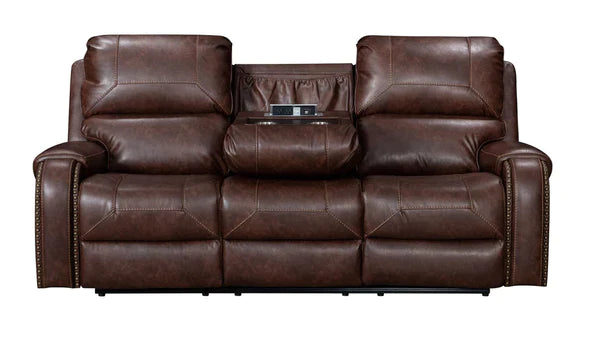 Cognac Brown  USB Reclining Sofa and Glide/Reclining Loveseat