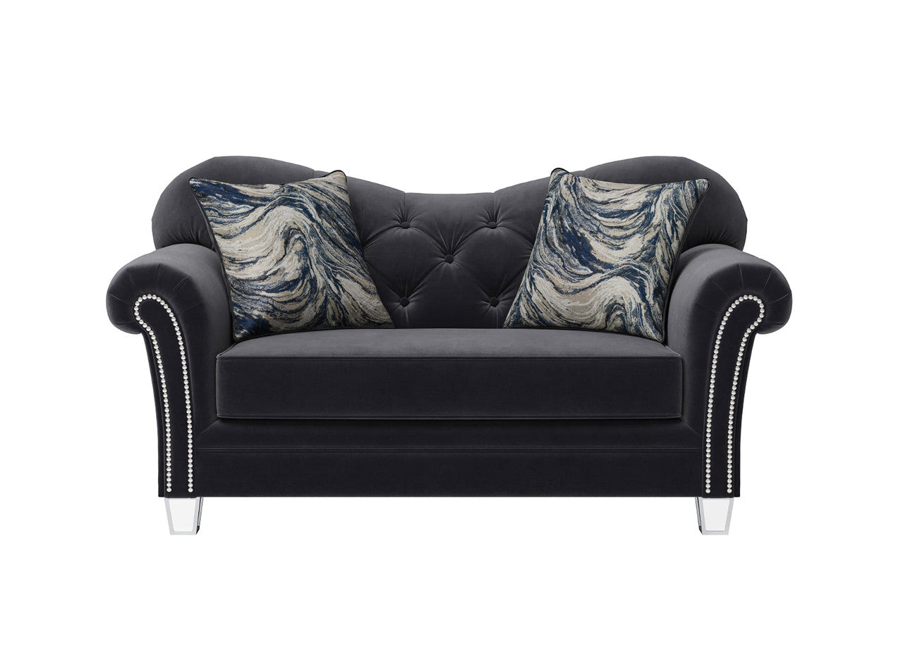 Glam Black Tufted Sofa and Loveseat