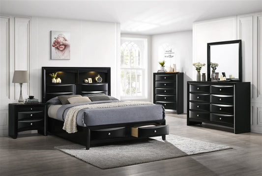 Fallon Black Storage LED Queen Bedroom Set