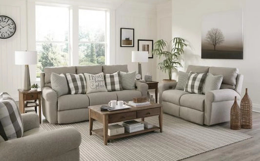 Home is my Happy Place Gray Reclining Sofa and Loveseat