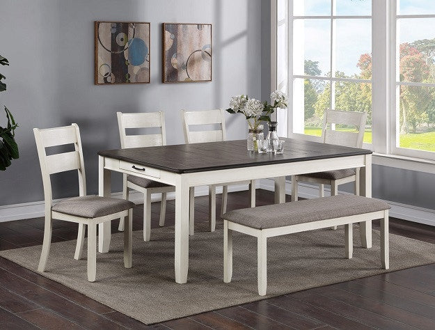 Dakota Chalk & Gray Drawer Dining Set